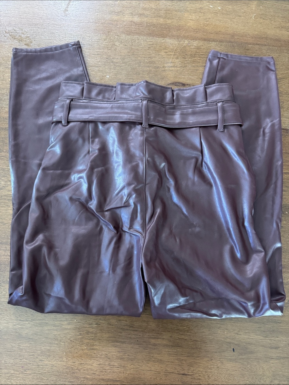 Women’s Abercrombie Plum Faux Leather Belted Trousers
